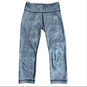 Lululemon Wunder Under Gray Black Textured Print Crop Leggings